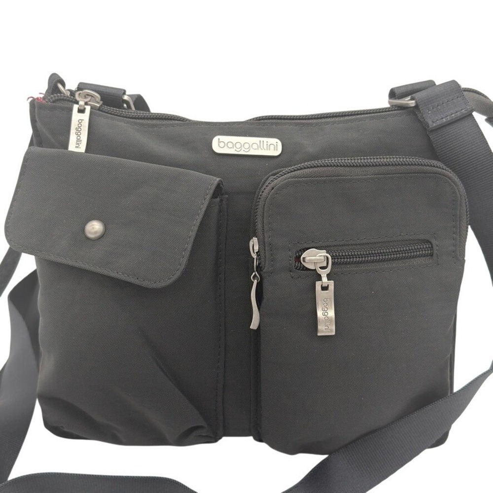 Baggallini Black Nylon Crossbody Travel Organizer Bag Multi Pocket NWOT‎